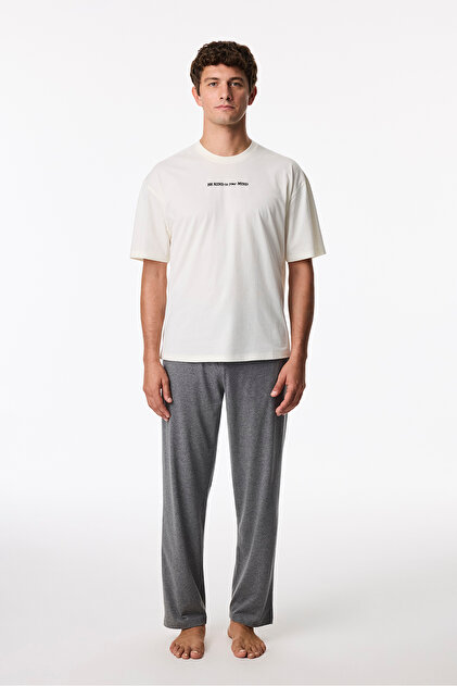 Erkek Modern Stone Oversize Pantolon Kısa Kollu Pijama Takımı