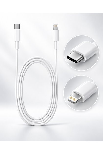 USB Type C To Lightning Data Charging Cable White
