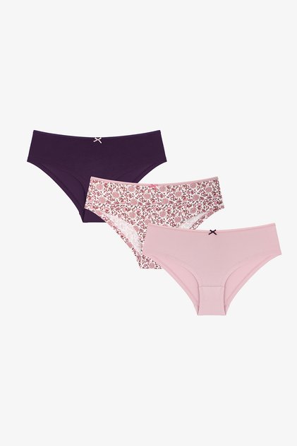 Soft Violet Shawl Patterned 3-Piece Hipster Panties