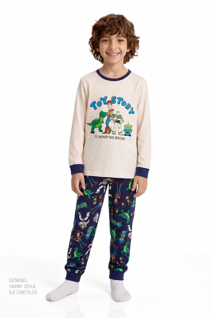 Boy's Ecru Toy Story Cotton Short Sleeve Pajama Set