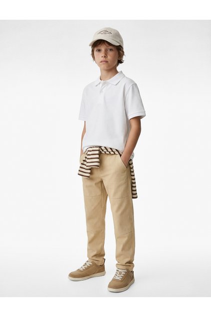 Cotton Buttoned Short Sleeve Basic Polo Neck T-Shirt