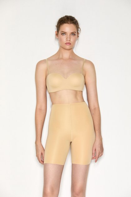 Nuda High Waist Gathering Laser Cut Women's Soft Textured Skin Color Corset