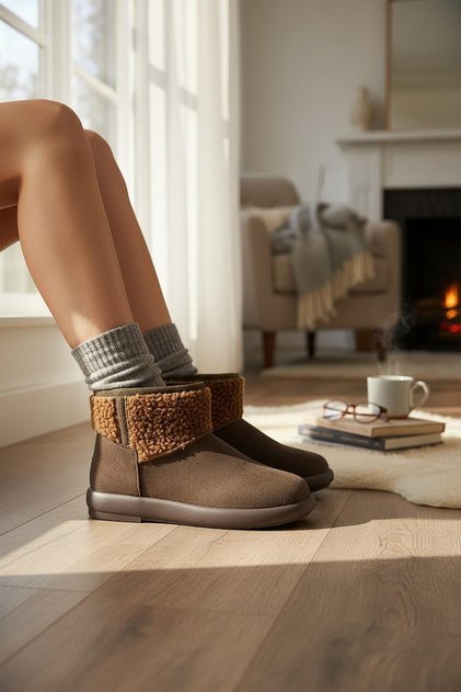 616 Daily Women's Boots Suede Fur Lined High Thick Sole Winter Boots