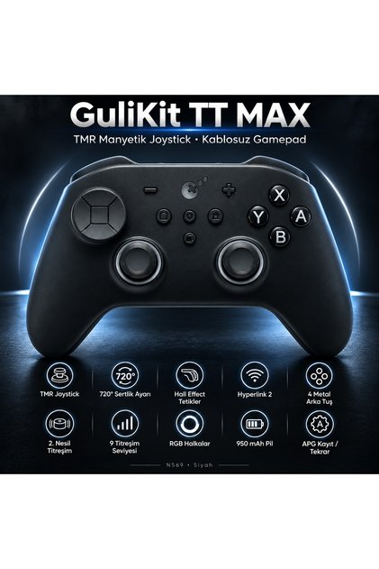 TT Max Black Hall Effect Destekli TMR Manyetik Joystick Kablosuz Gamepad (NS69)