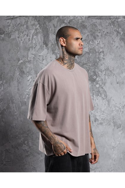 Unprinted Boxy Fit Unisex Antique Painting Enzyme Wash Short Sleeve T-Shirt
