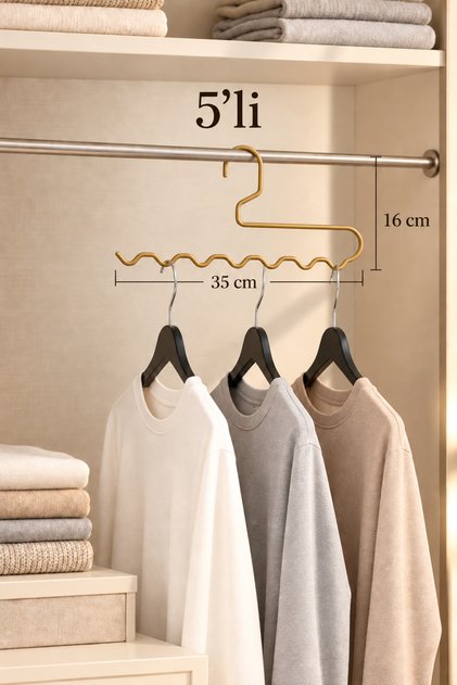 5-Piece Matte Gold Zigzag Hanger for Pants, Shawls, Scarves, Belt Hanger, Closet Organizer