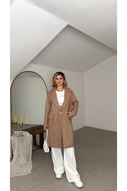 Oversized Glittery Lined Melton Coat