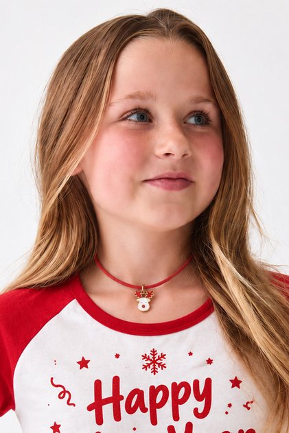 Christmas Deer Figure Dangle Choker Collar Necklace
