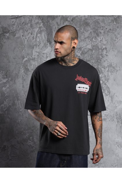 Judas Priest British Steel Us Tour 1980 Black Oversize Unisex Short Sleeve T-Shirt