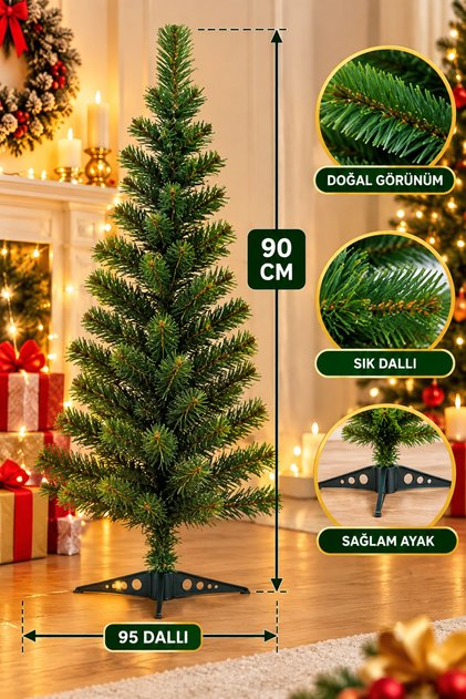 Yılbaşı Ağacı Noel Ağacı Çam Ağacı Ağaç Yeşil Yeni Yıl Ağacı Yapay 90 Cm 95 Dallı Kolay Kurulum