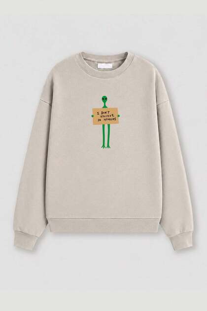 Women's Premium Fabric 3 Thread Raster Alien Printed Sweatshirt