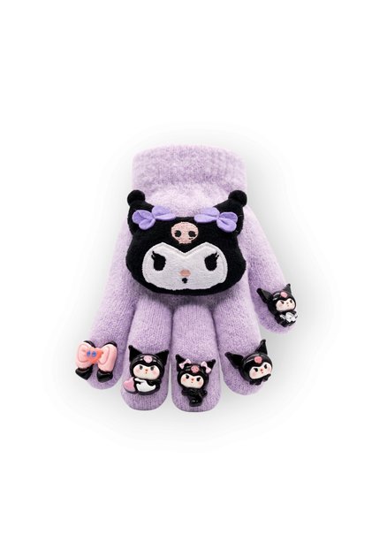 Girl's Cute Figured Knitted Gloves | 3-8 Years Old Warm Winter Gloves with 3D Miniature Characters on Fingertips