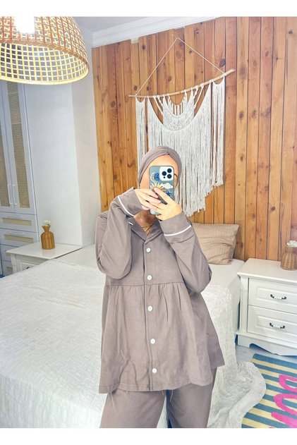 Hijab Boneli Mink Color Cotton Fabric Maternity Pajama Set