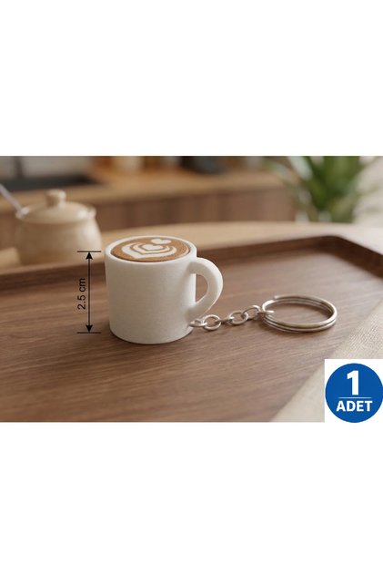 Clicky Coffee Mug Anahtarlık (2.5cm) - Blue Switch Mekanik Clicker Kahve Bardağı Latte Art 1-ADET