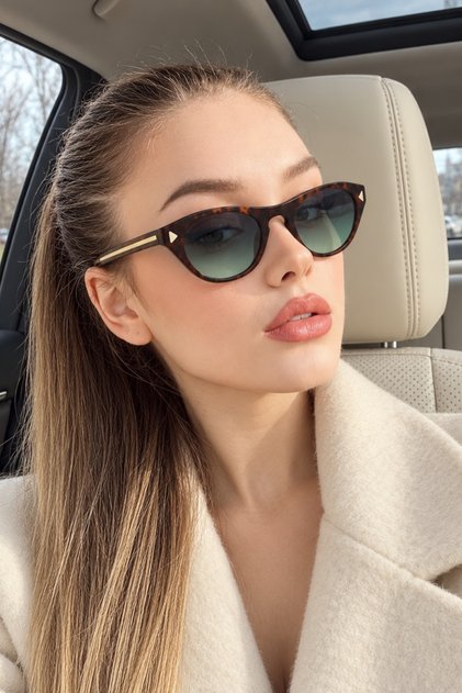 Pralel Leopard Pattern Green Gradient Glass Women's Sunglasses