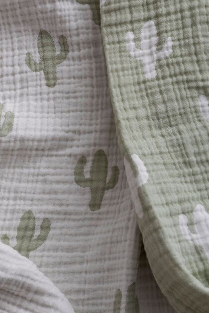 4 Layer Jacquard Muslin Blanket 110x110 cm Cactus Pattern Green