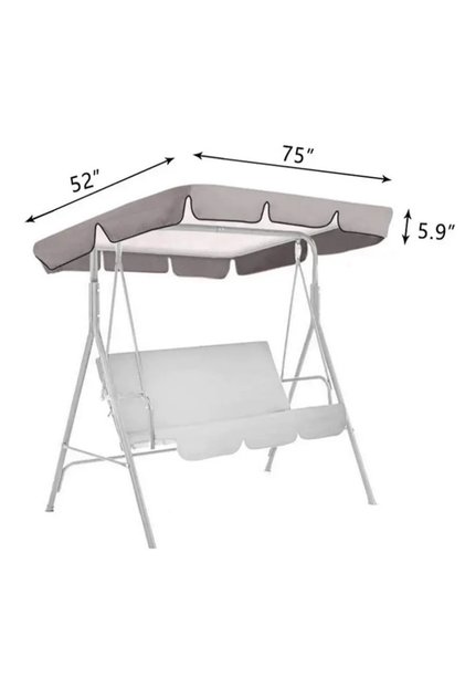 195x125x15cm Grey New Outdoor Swing Chair Canopy Cover, Waterproof Windproof Anti-UV, Polyester Top