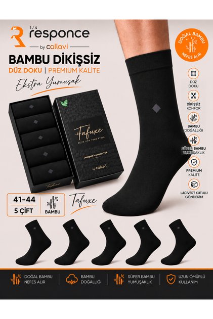 Dikişsiz Süper Bambu Düz Erkek Kutulu 5 Çift