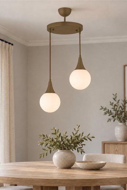 Damla 2 Li Yuvarlak Eskitme Modern Sarkıt Mutfak Oturma Odası Salon Sarkıt Avize