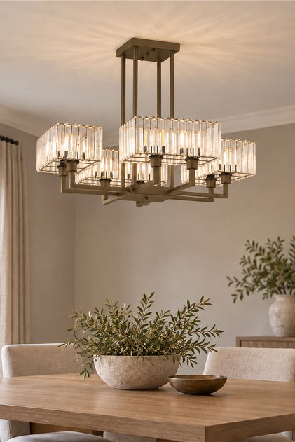 Brambles 8'li Eskitme Kristalli Taşlı Modern Tasarım Kristal Salon Avize