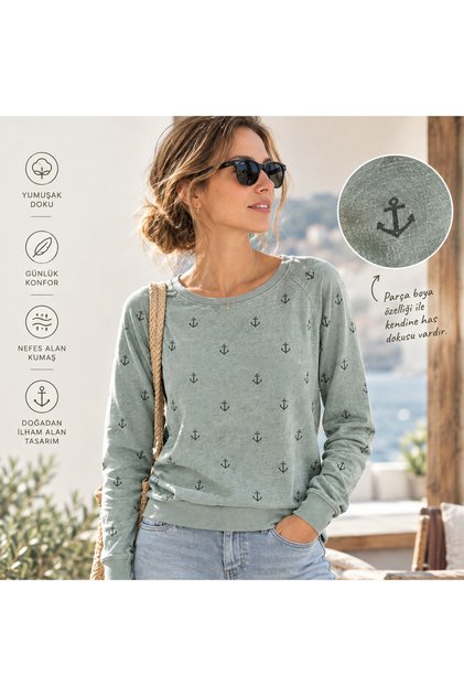 Kadın İnce Penye Uzun Kollu Basic Sweatshirt