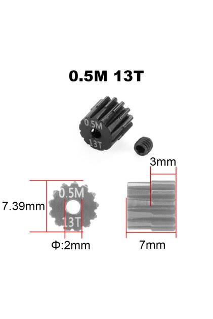0.5M 13T PYFORE RC Motor Gear 0.5M 2mm Aperture 13T ~ 27T For 1525 1625 Mini Motor 1/18 1/24 RC Mode