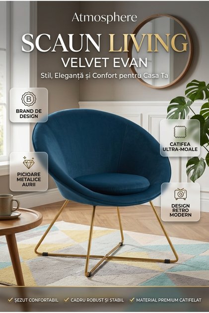 Scaun living Atmosphere, Albastru marin
