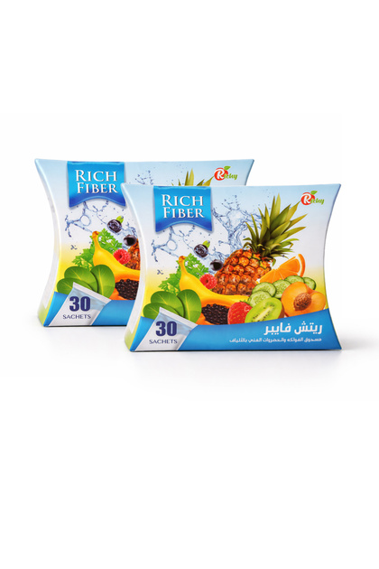 مسحوق ألياف غذائية طبيعية – عبوتان 60 مظروف | مزيج ألياف الفواكه والخضروات | راحة الجهاز الهضمي