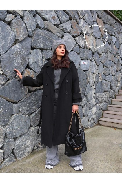Black Wool Blend Premium Blend Coat
