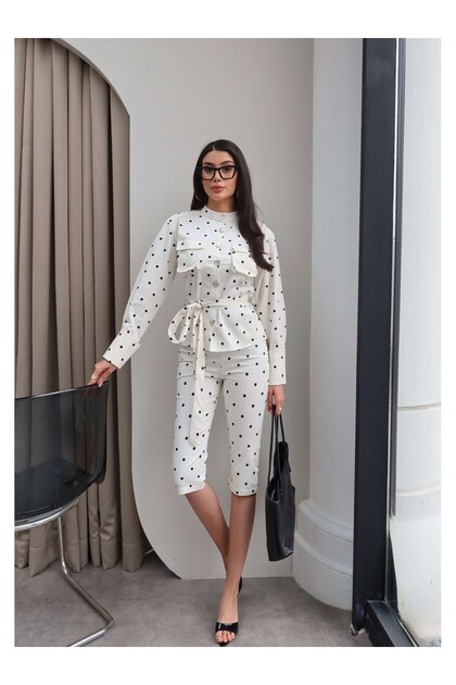 Polka Dot Jacket Capri Set