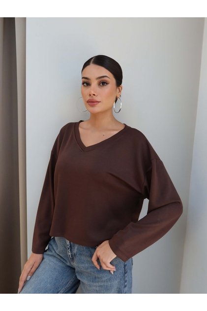V-Neck Long Sleeve Modal Blouse