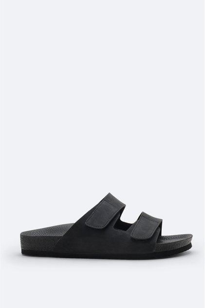 Men's Black Double-Strapped Lightweight Comfortable Sole Sandals Slippers A61Y8301