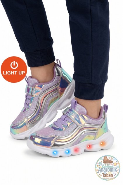 ÇOCUK IŞIKLI CIRTLI GÜNLÜK AYAKKABI BUCK4430 GLOSSY SHINY