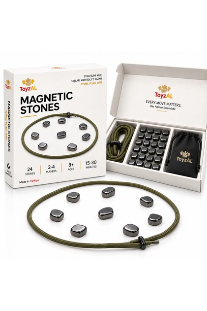 Magnetic Stones Manyetik Taş Oyunu – Çocuklar ve Yetişkinler İçin 24 Parça Strateji Oyunu