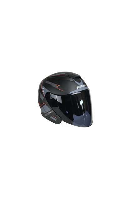 528 Siyah Vizörlü Yarım Motosiklet Kaskı - Güneş Camlı Açık Kask (G1)