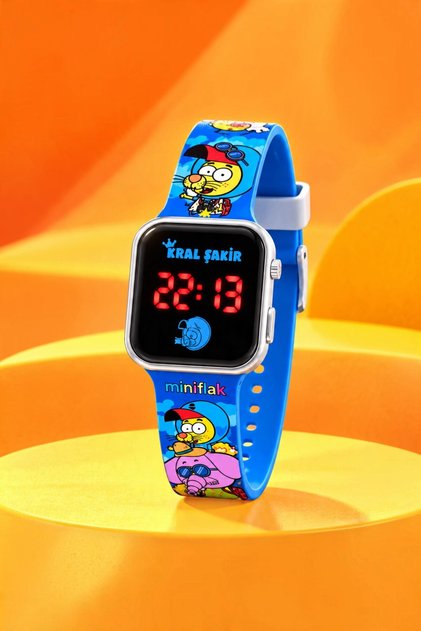 Miniflak Kral Şakir Licensed Blue Square Led Children's Watch