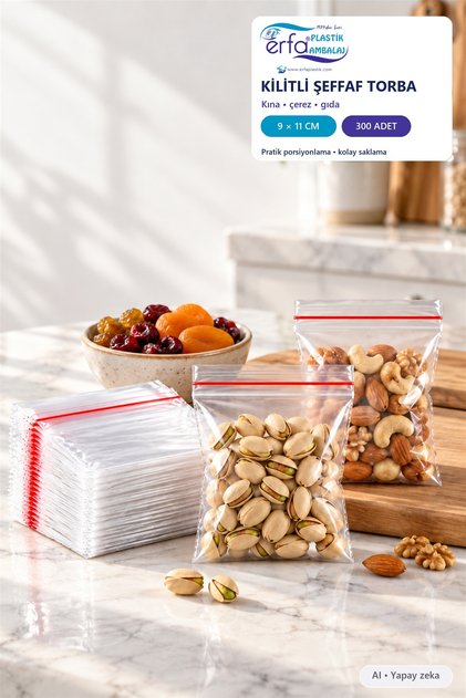9X11 cm 300 Pieces Transparent Ziplock Bags – Henna, Snack and Nut Storage Bags
