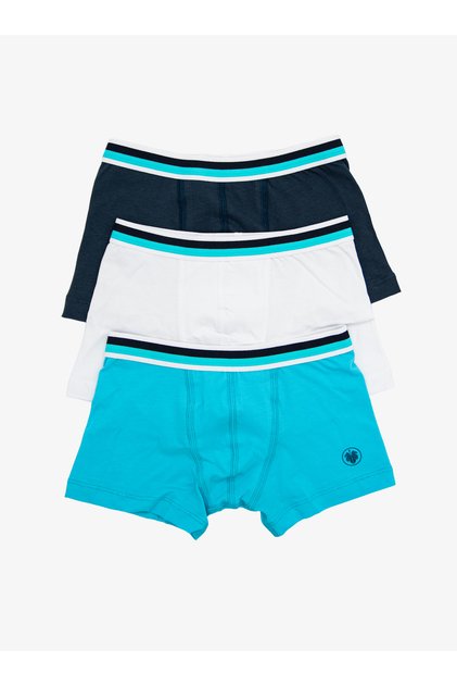 Boy's Boxer 3 Pack 9395 - Navy Blue Aqua White