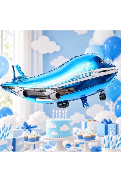 Airplane Foil Balloon Blue 80X38 cm