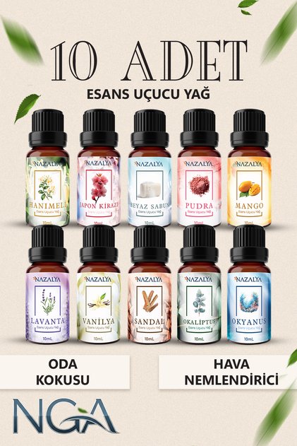 Hava Nemlendirici için Esansiyel Uçucu Yağ Aroma Difüzörü Kokusu Buhurdanlık Yağı 10 ml (10 ADET)