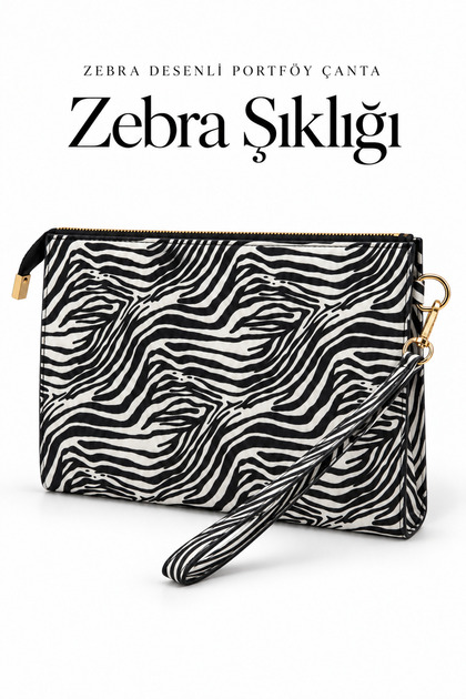 Nora Women's Portfolio Handbag - Patterned Clutch Bag with Wrist Strap