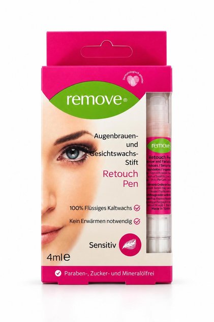 Remove Retouch Pen Kaş ve Yüz Tüy Alma Kalemi 4 ml – Hassas Bölgeler İçin Soğuk Ağda, Isıtma Gerektirmeyen Pratik Tüy Alma Ürünü