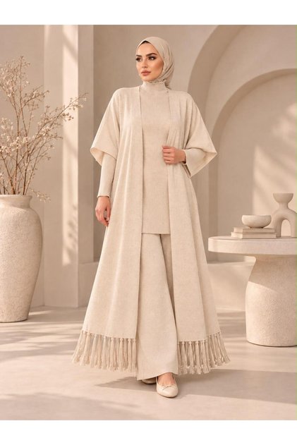 Women's Tasseled Detail Triple Knitwear Set