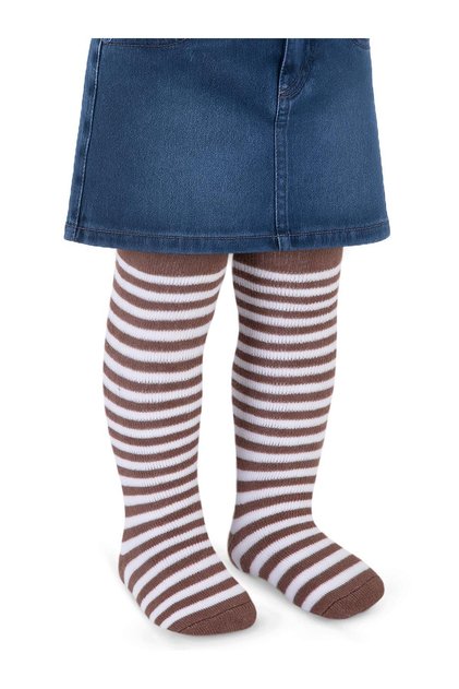Striped Towel 6-18 Months Baby Girl Pantyhose - Brown
