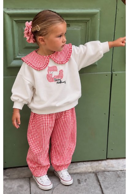 Girl's Gabardine Carrot Pants and Sweatshirt Set