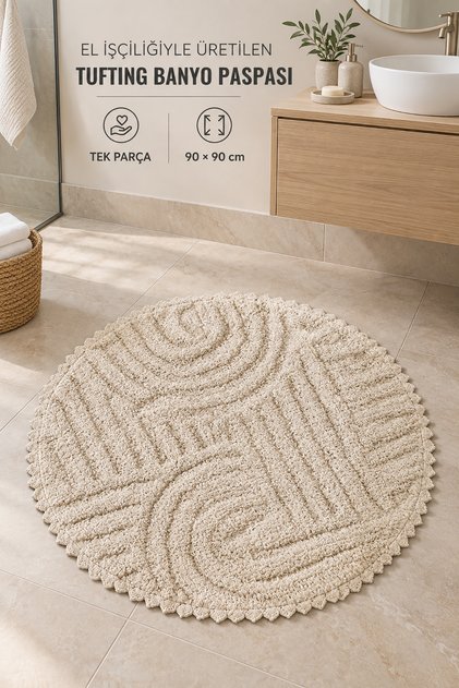 Bodrum Tufting Cotton Handmade Knitted 90 X 90 cm Mat 113