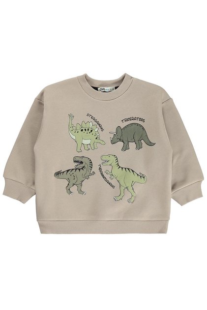 Kabaran Dinosaur Printed Sweatshirt for 2-5 Years - Beige