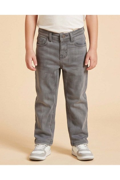 Boys Grey Five-Pocket Jeans