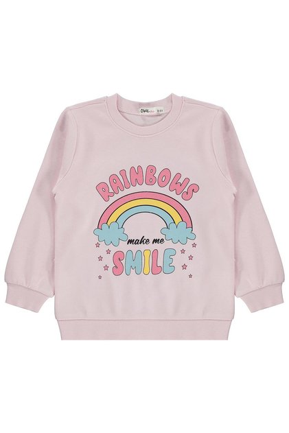 Rainbow Printed Sweatshirt for 2-5 Years Old - Pink