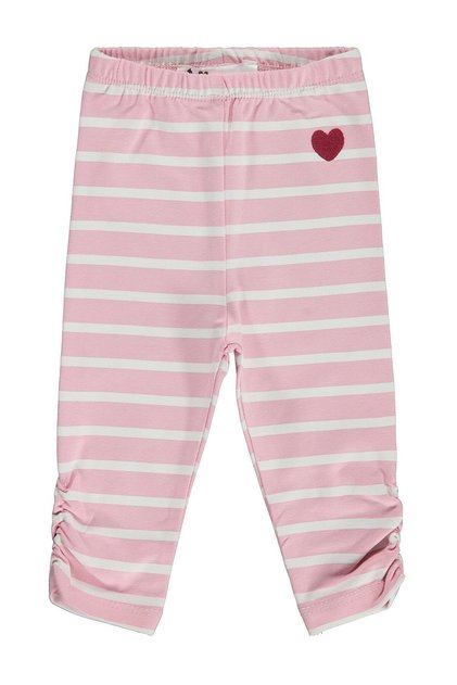 Heart Embroidered Striped 6-18 Months Leggings - Pink
